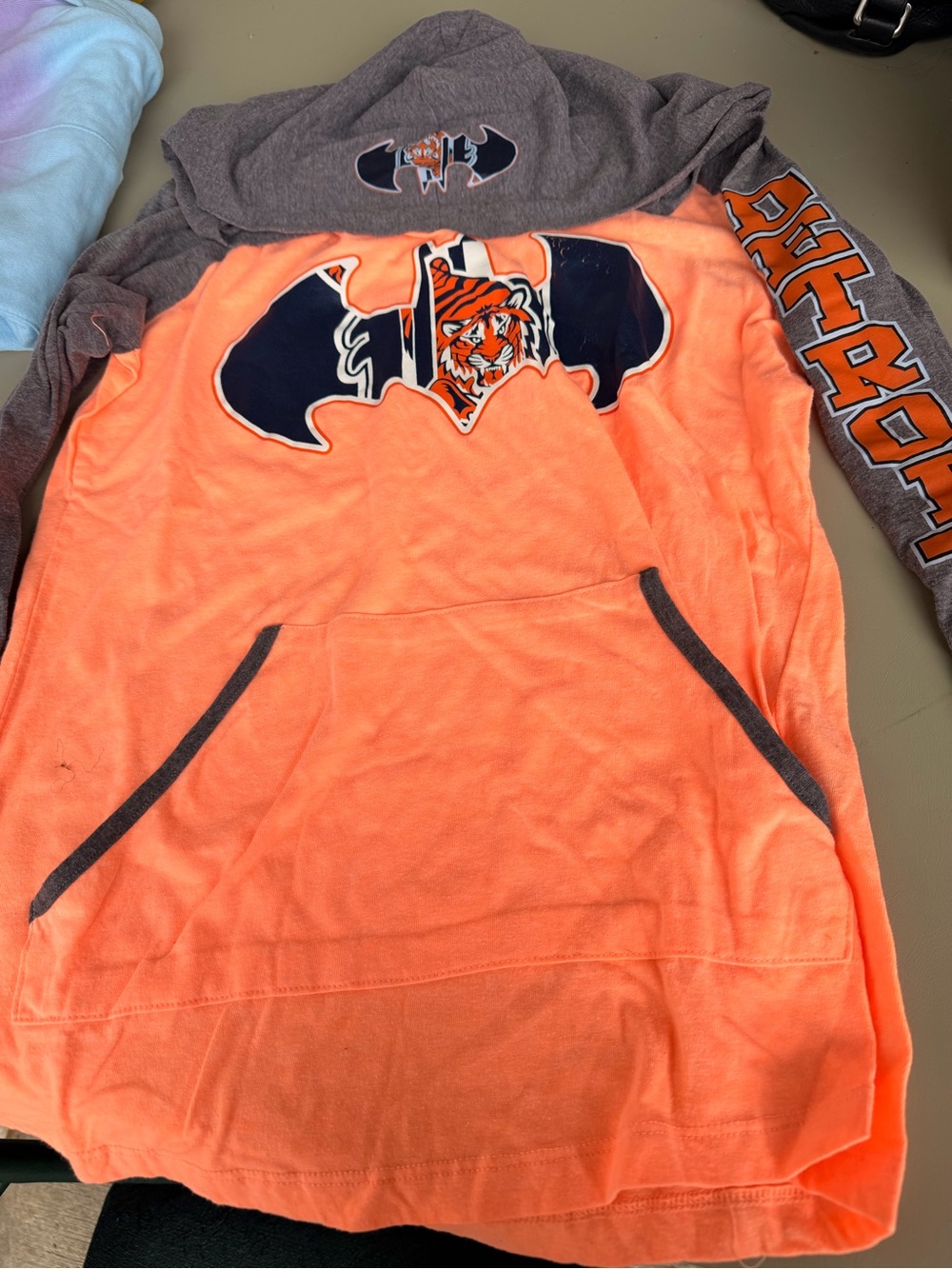 Orange & Gray Tiger Crest Hoodie Detroit Tigers XL